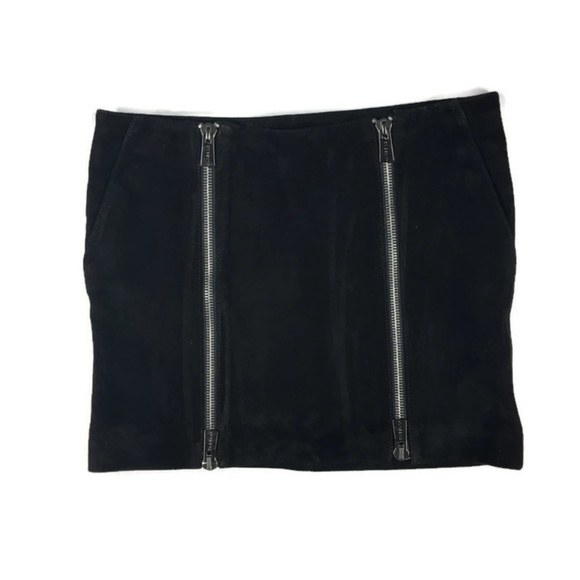 Anine Bing | 100% Lamb Leather Suede Mini Skirt - Picture 2 of 8